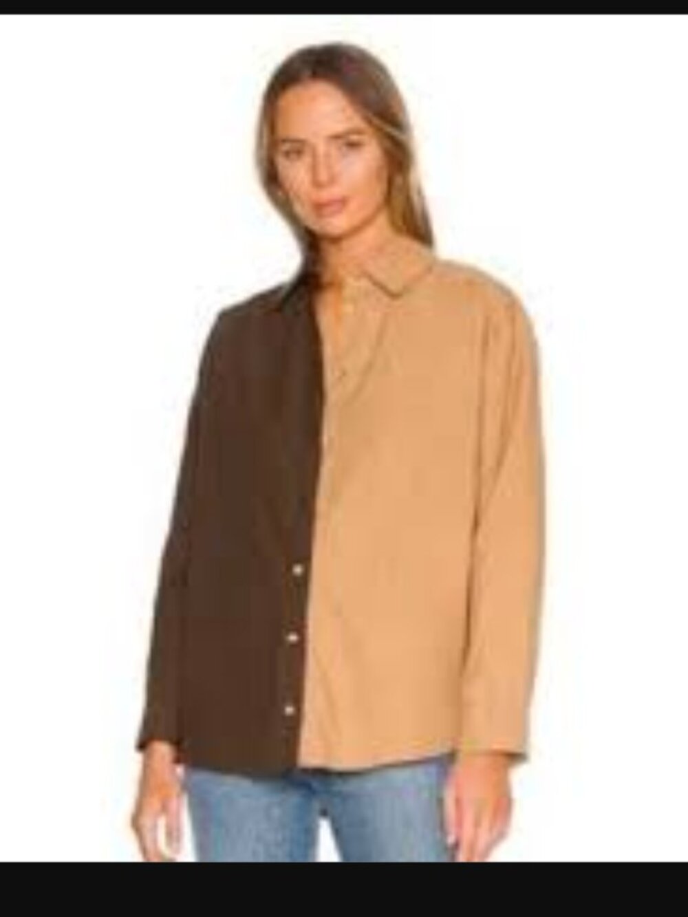 DONNI duo pop button down Camel/Brown XS - Picture 2 of 8